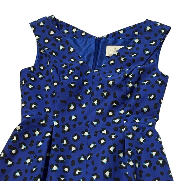 NWT Kate Spade Blue Modern Cheetah Print Fit & Flare Dress - Size 4 Knee-Length - Picture 11 of 12